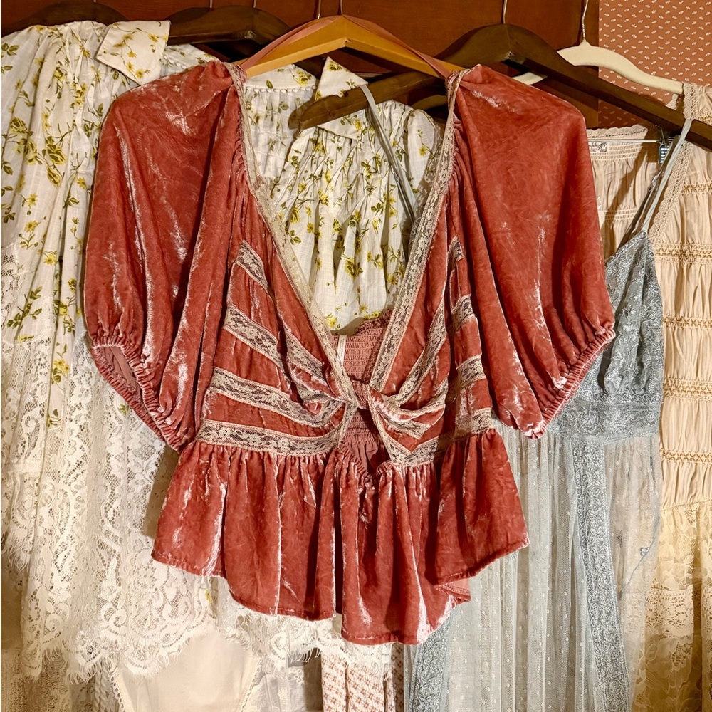 Free People Yours Truly Velvet Top